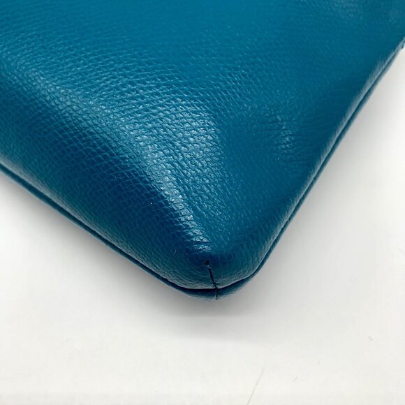 Coach Teal Crossgrain Leather Pop Pouch - Picture 7 of 10